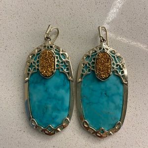 Kendra Scott Turquoise and Gold Drusy Earrings
